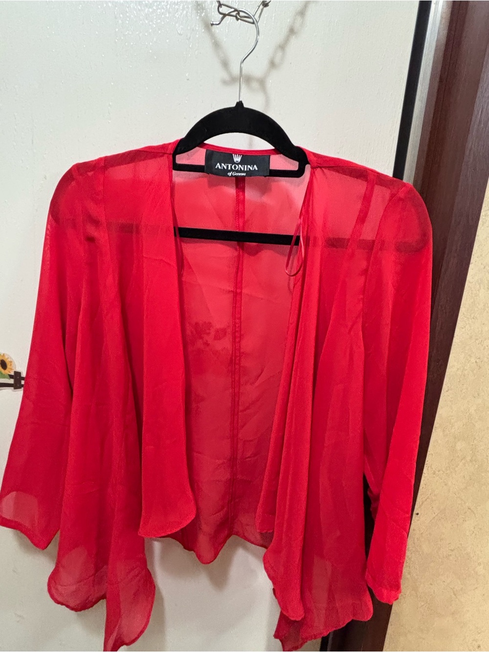 Red Sheer Open-Front Women's Shrug